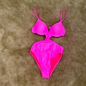 Pink monikini bathing suit